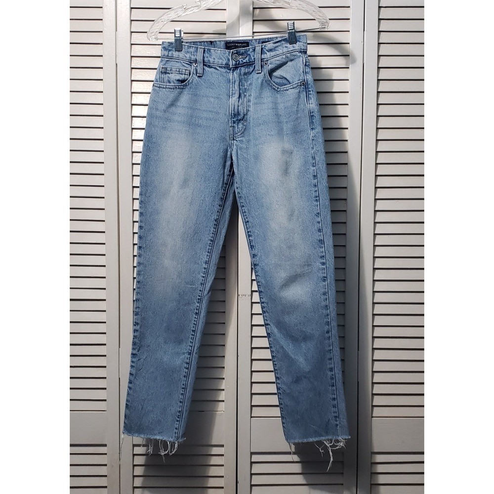 Lucky Brand Drew High Rise Mom Jeans Women's 00/24 Ankle Light Wash Blue Denim